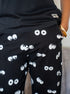 Women summer pajama set Black T-shirt + Eyes Pants